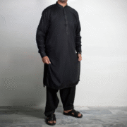M Afzal - Black Malukhi Kameez Shalwar for Mens