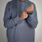 Sarwar Collection- Gray Embroidered Shalwar Kameez For Mens - Image 2