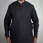 M Afzal - Black Malukhi Kameez Shalwar for Mens - Image 2