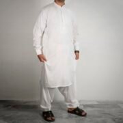 Sarwar Collection- Off White Embroidered Shalwar Kameez For Men